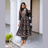 Party Wear Rayon Capsule Embroidered Suit with Chanderi Cotton Dupatta